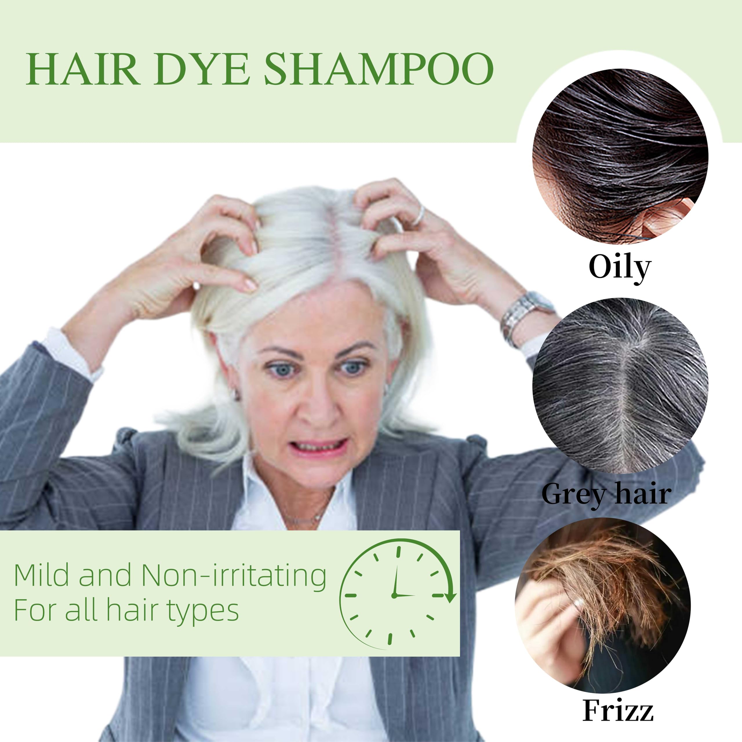 SHIHUANUO Hair Dye Shampoo 3-in-1 for Gray Hair Coverage – Herbal Natural Brown
