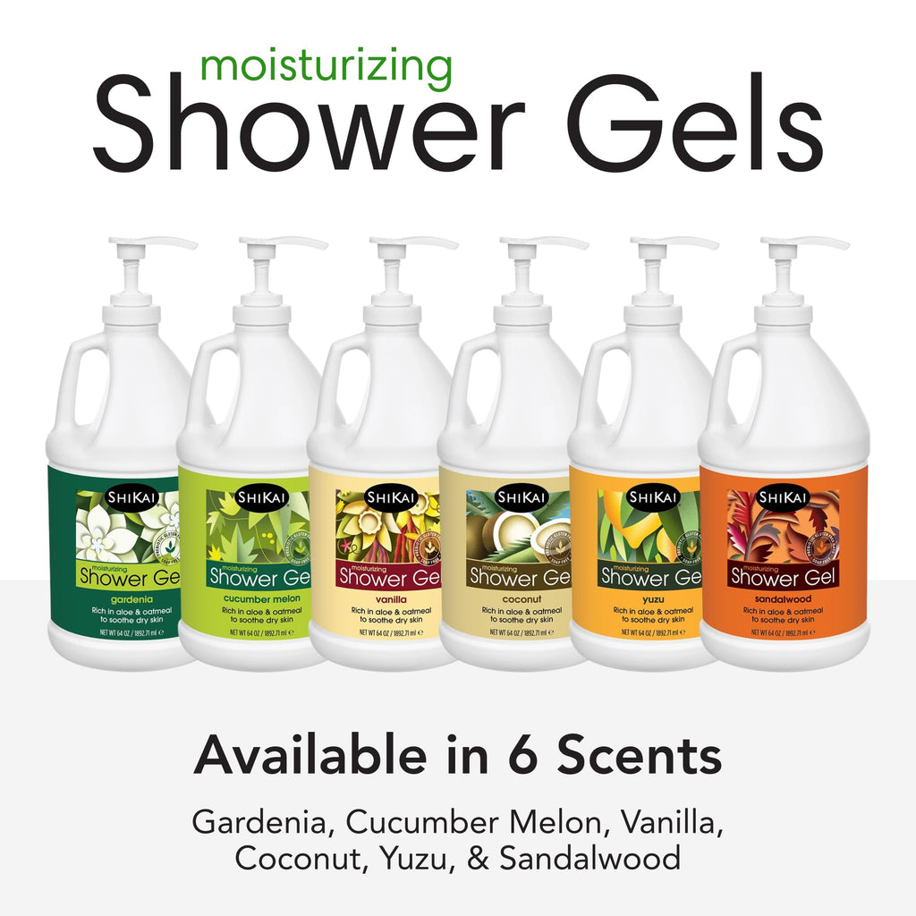 ShiKai Daily Moisturizing Shower Gel (Melon, 64 oz) | Gentle Soap-Free Body Wash for Dry & Sensitive Skin