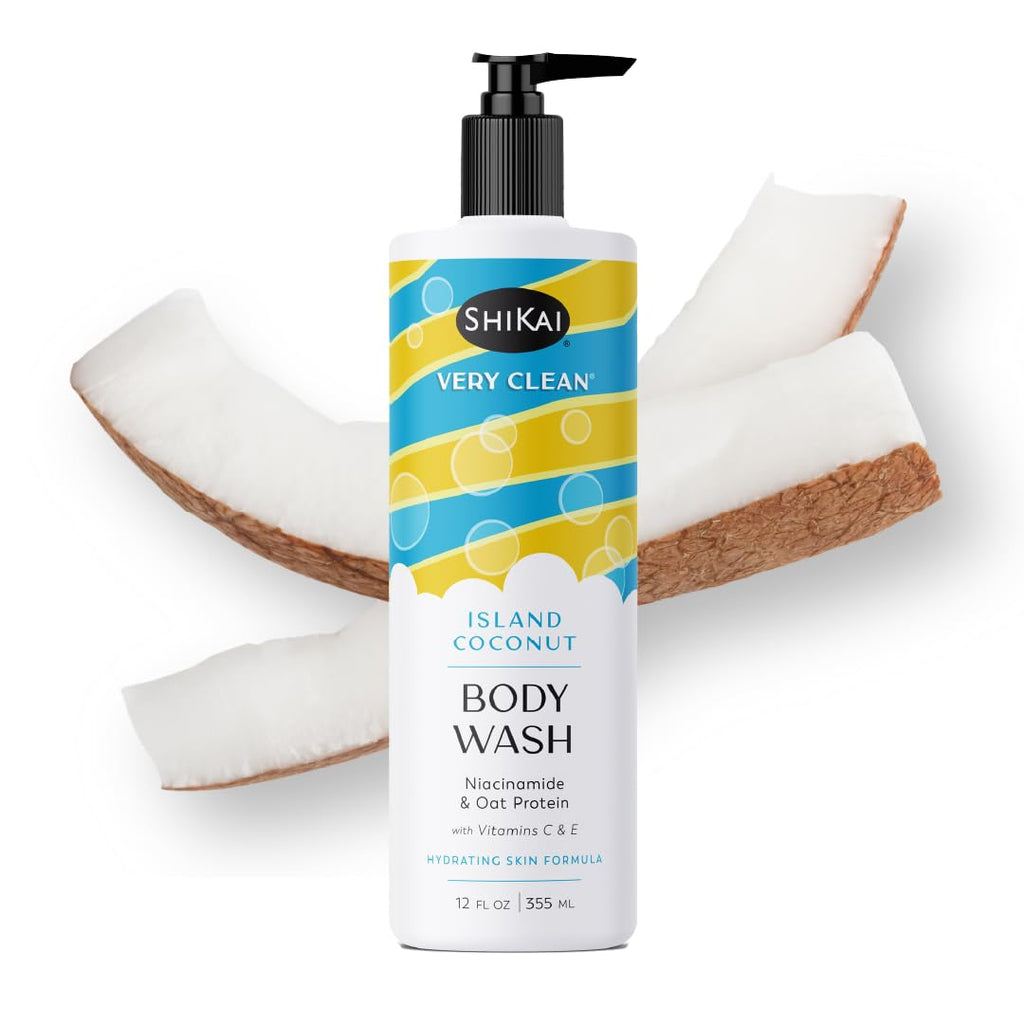 ShiKai Very Clean Body Wash Island Coconut – Hydrating Gel Cleanser for Dry Skin | Niacinamide, Oat Protein, Vitamins C & E