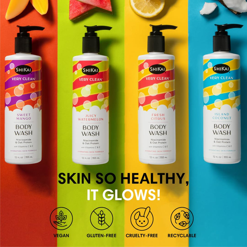 ShiKai Very Clean Body Wash Island Coconut – Hydrating Gel Cleanser for Dry Skin | Niacinamide, Oat Protein, Vitamins C & E