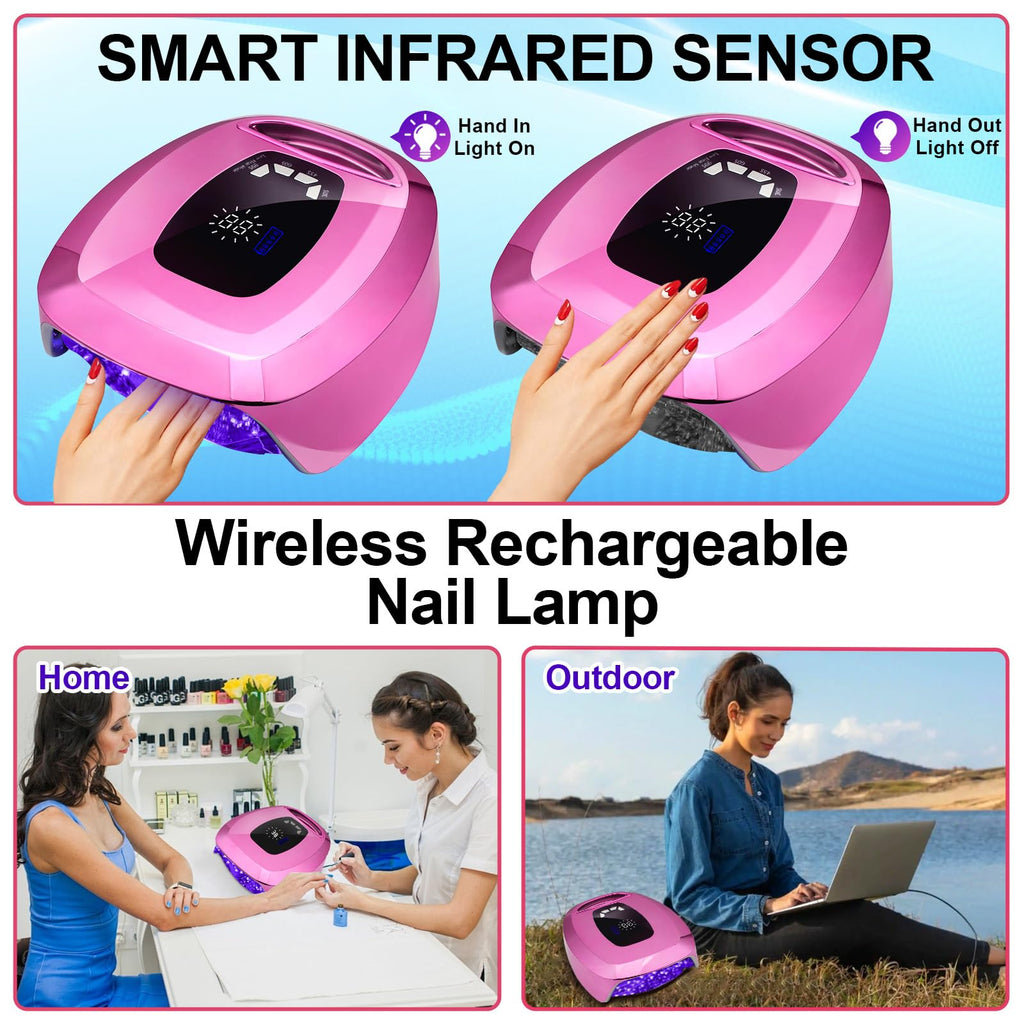 ShineCai UV LED Nail Lamp Dryer 108W – Cordless, Fast Gel Curing, 4 Timer