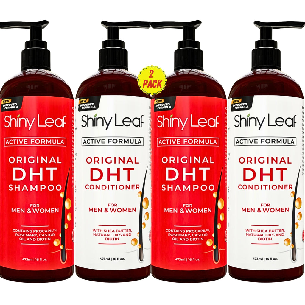 Shiny Leaf DHT Blocker Shampoo & Conditioner for Hair Loss – Biotin, Rosemary Leaf Oil, Asparagus Extracts