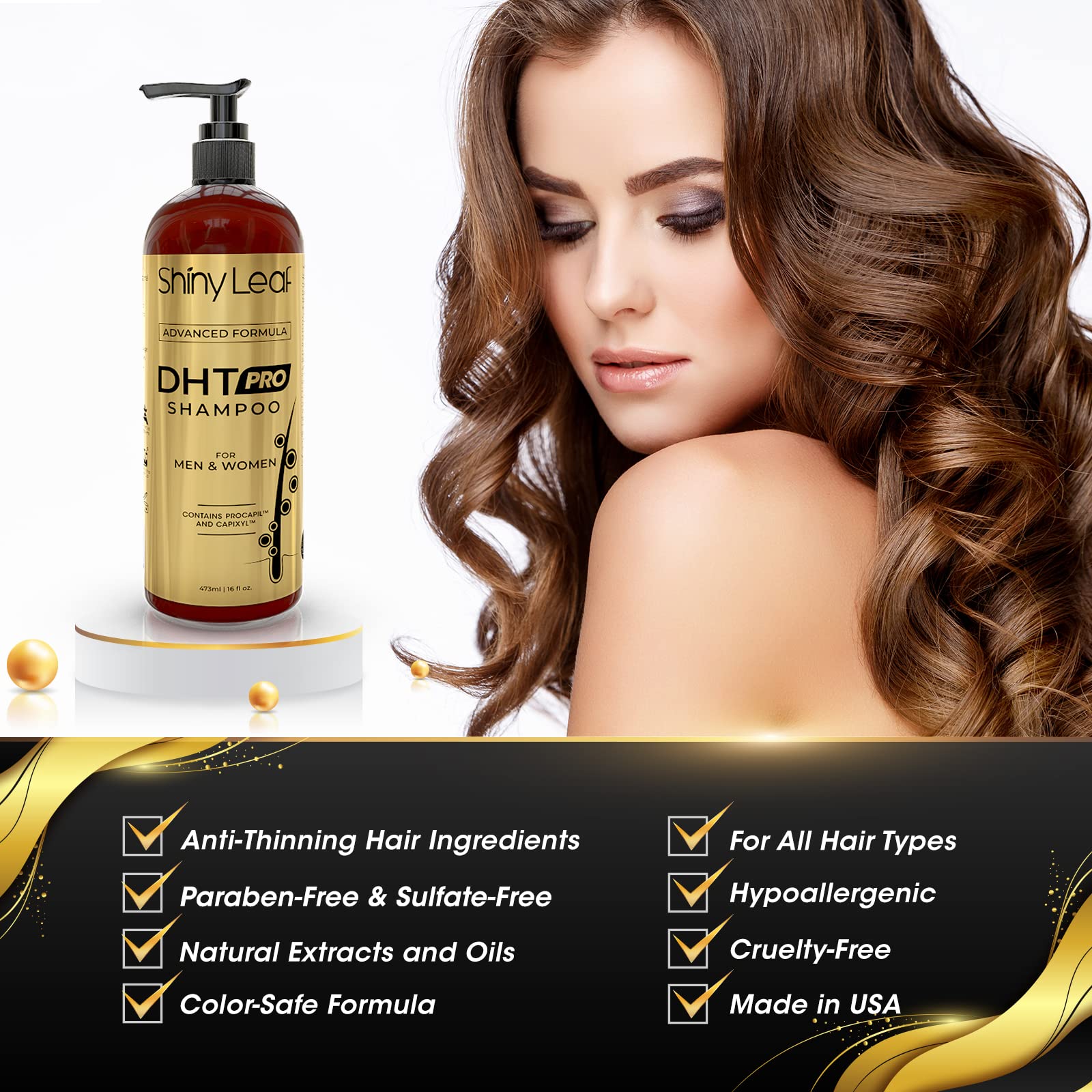 Shiny Leaf DHT Pro Shampoo – Advanced Formula with Capixyl & Procapil for Thicker, Fuller Hair
