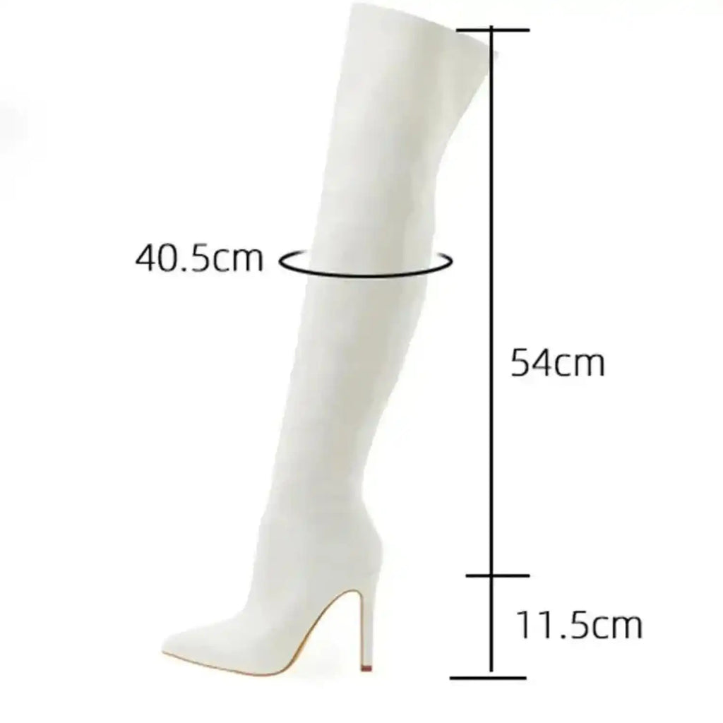 Shiny Stiletto High Heels Over-the-Knee Boots