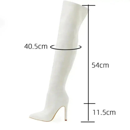 Shiny Stiletto High Heels Over-the-Knee Boots