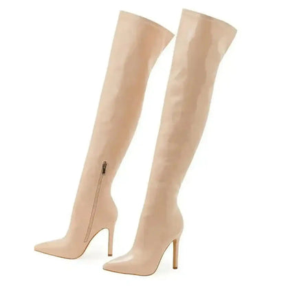 Shiny Stiletto High Heels Over-the-Knee Boots