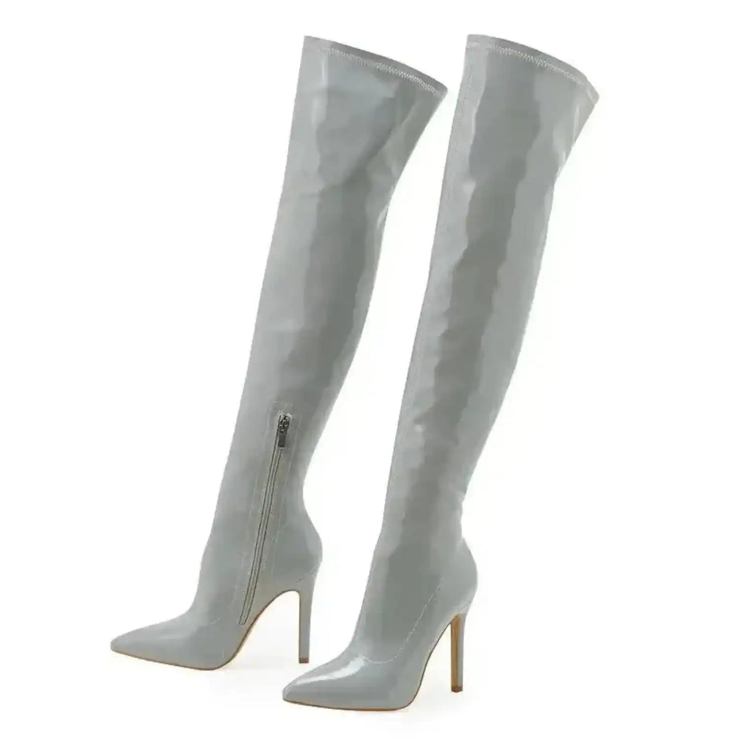 Shiny Stiletto High Heels Over-the-Knee Boots
