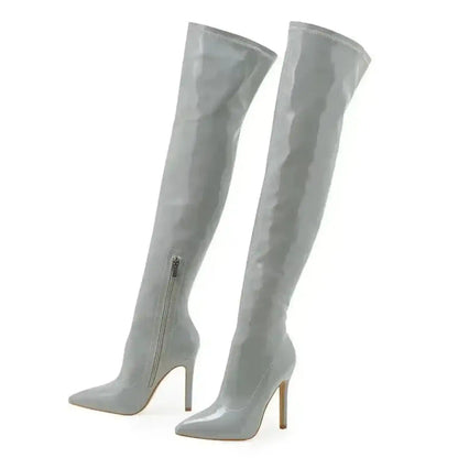 Shiny Stiletto High Heels Over-the-Knee Boots