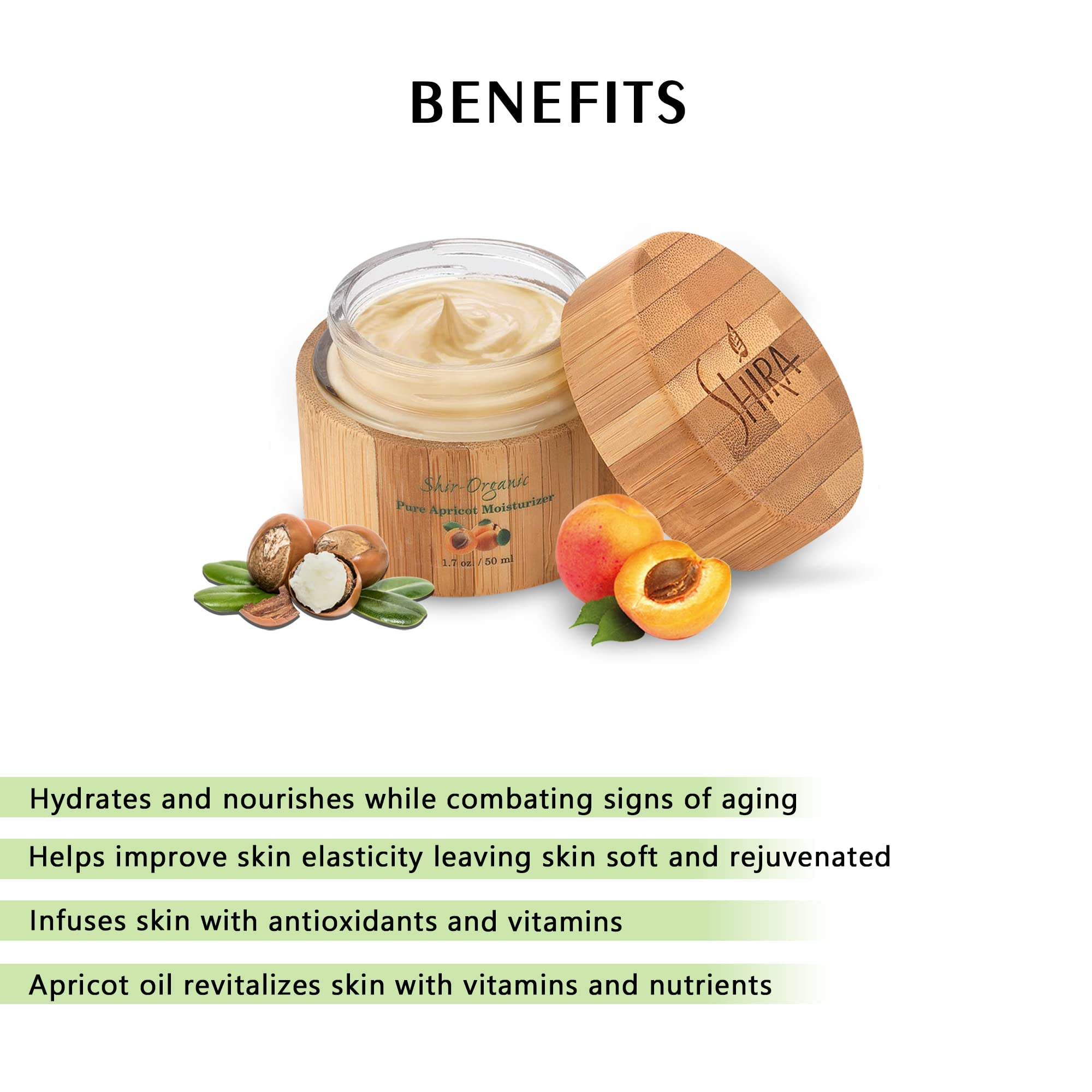 Shira Shir-Organic Pure Apricot Moisturizer for Dry Skin – Hydration & Gentle Anti-Aging (50 ml)
