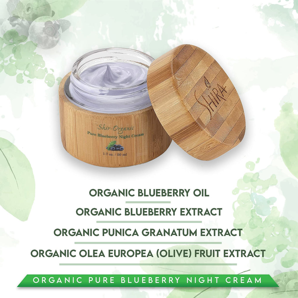 Shira Shir Organic Blueberry Night Cream – Nourished, Radiant Skin, Anti-Aging Moisturizer (50ml)