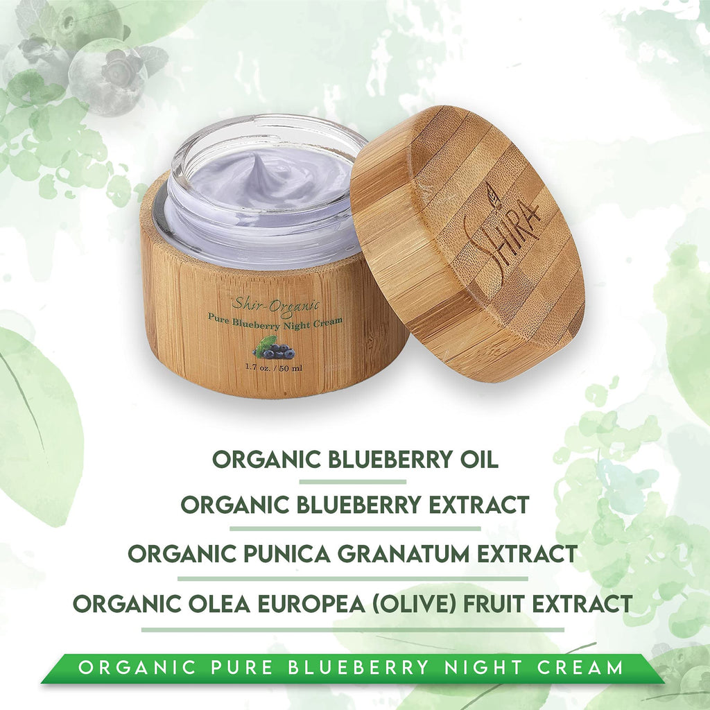 Shira Shir Organic Blueberry Night Cream – Hydrating Anti-Aging Night Moisturizer (15ml)