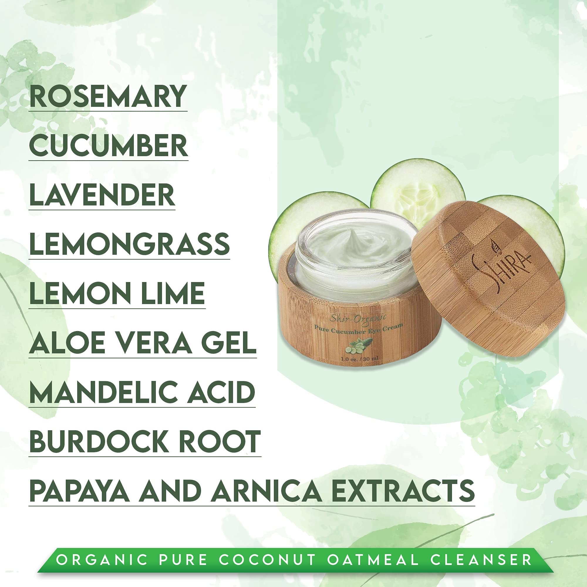 Shira Shir-Organic Pure Cucumber Eye Cream – Dark Circles & Puffiness 15 ml | All Skin Types