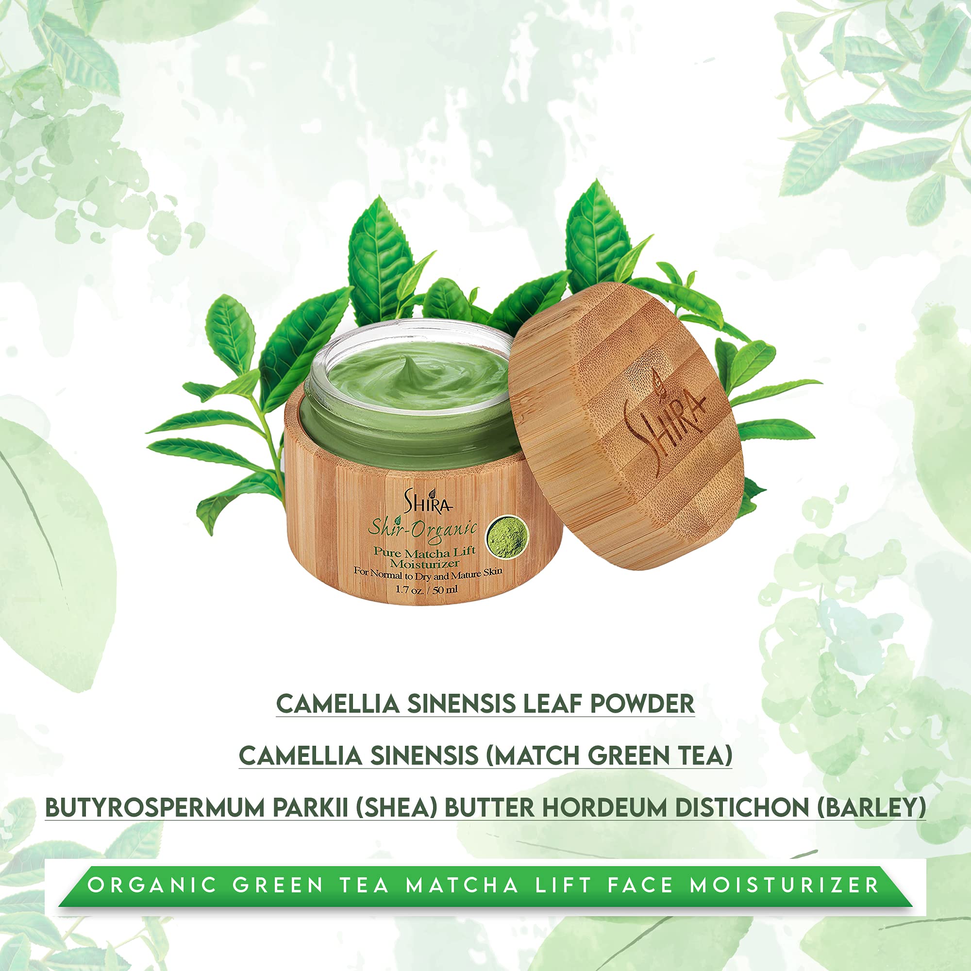 Shira Shir-Organic Green Tea Matcha Lift Face Moisturizer – Hydration, Rejuvenation, 50ml