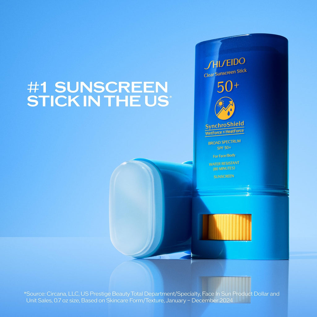 Shiseido Clear Sunscreen Stick SPF 50+ – Invisible, Makeup-Friendly UV Protection