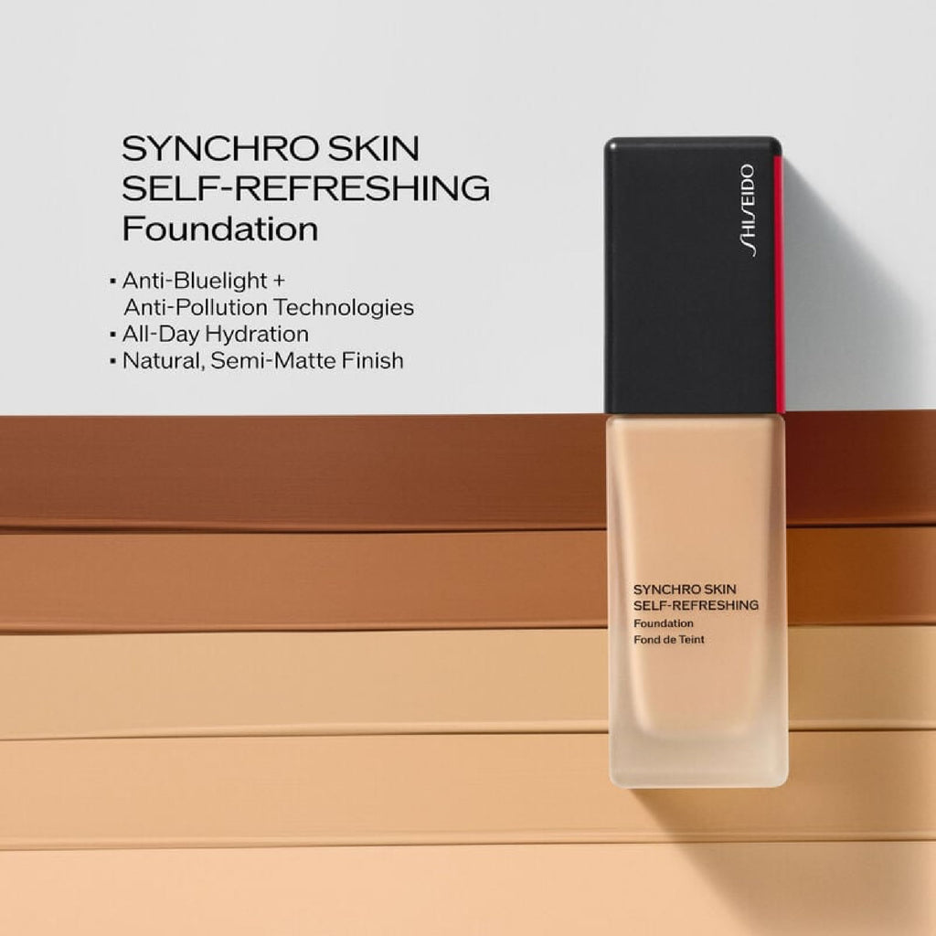 Shiseido Synchro Skin Self-Refreshing Foundation SPF 30 Bronze 420 – Buildable Coverage, Natural Finish