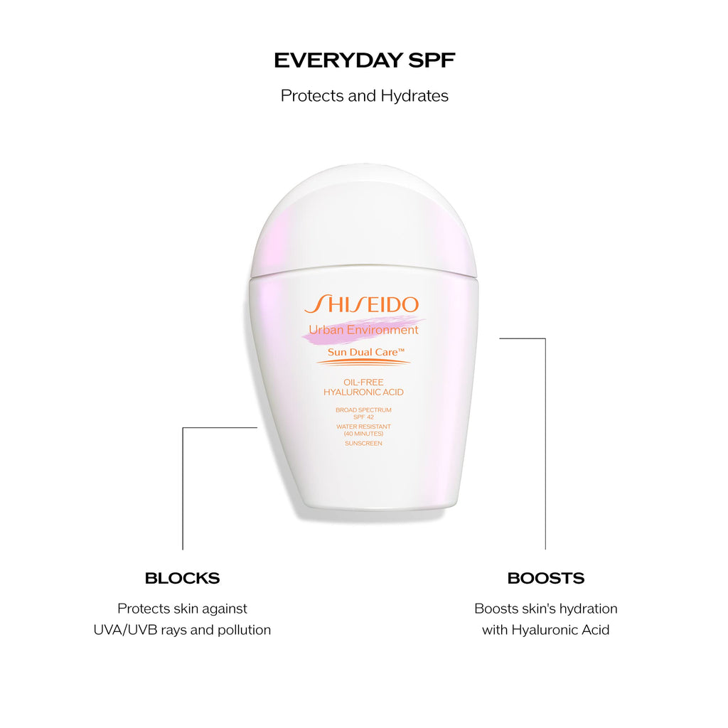 Shiseido Urban Environment Oil-Free Sunscreen SPF 42 – 50 mL | Matte Finish, Hydration & Primer-Ready