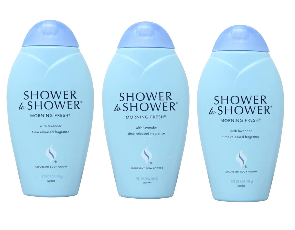 Shower To Shower Morning Fresh Body Powder, 8 Oz (3 Pack) – Absorbent with Time-Release Fragrance