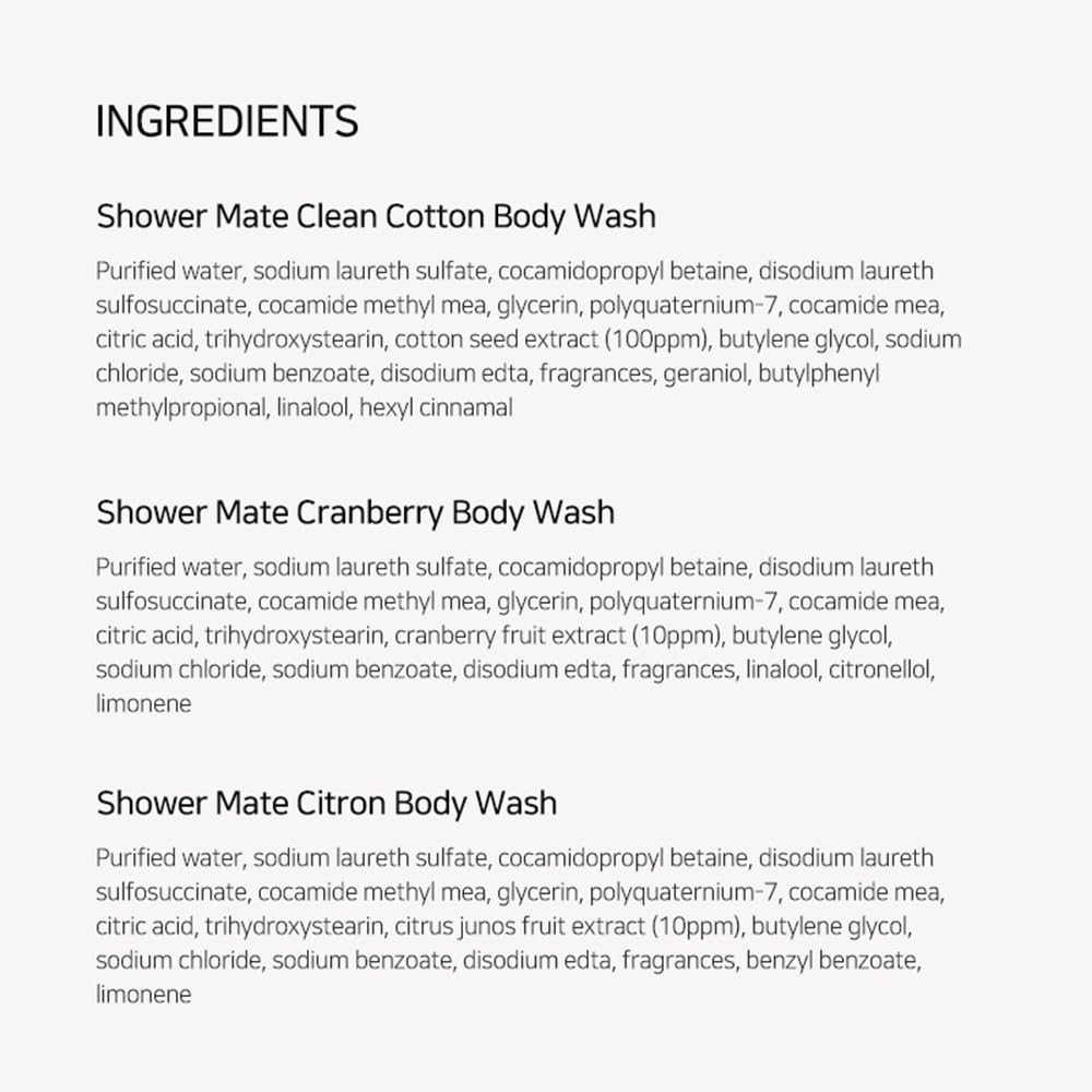SHOWERMATE Natural Body Wash 42.3 oz – Clean Cotton & 4 Other Scents