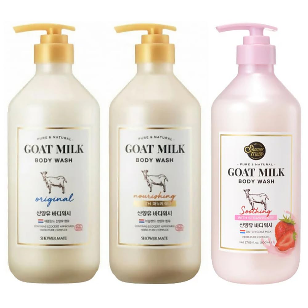 SHOWERMATE Goat Milk Body Wash – Strawberry, 27 fl oz (Pack of 2)