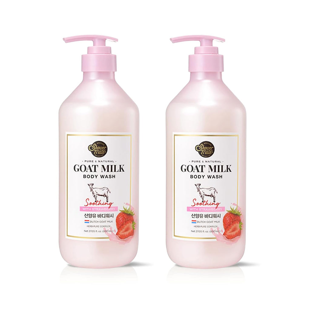SHOWERMATE Goat Milk Body Wash – Strawberry, 27 fl oz (Pack of 2)