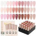 SHOYUM 24 Pcs Jelly Nude Gel Nail Polish Set – Sheer Pink Kit with Glossy & Matte Top Coats