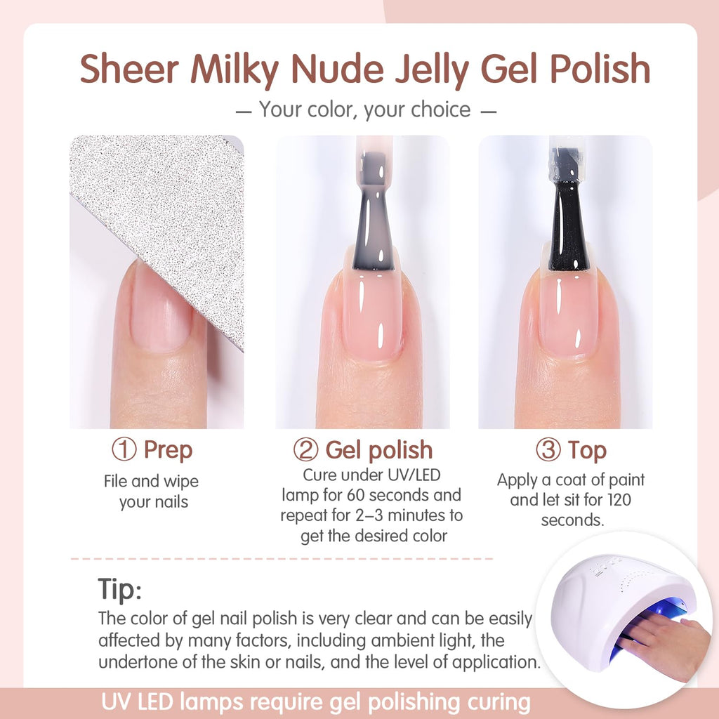 SHOYUM Jelly Nude Gel Polish Set — 6 Neutral Sheer Colors for DIY Manicure (2025)