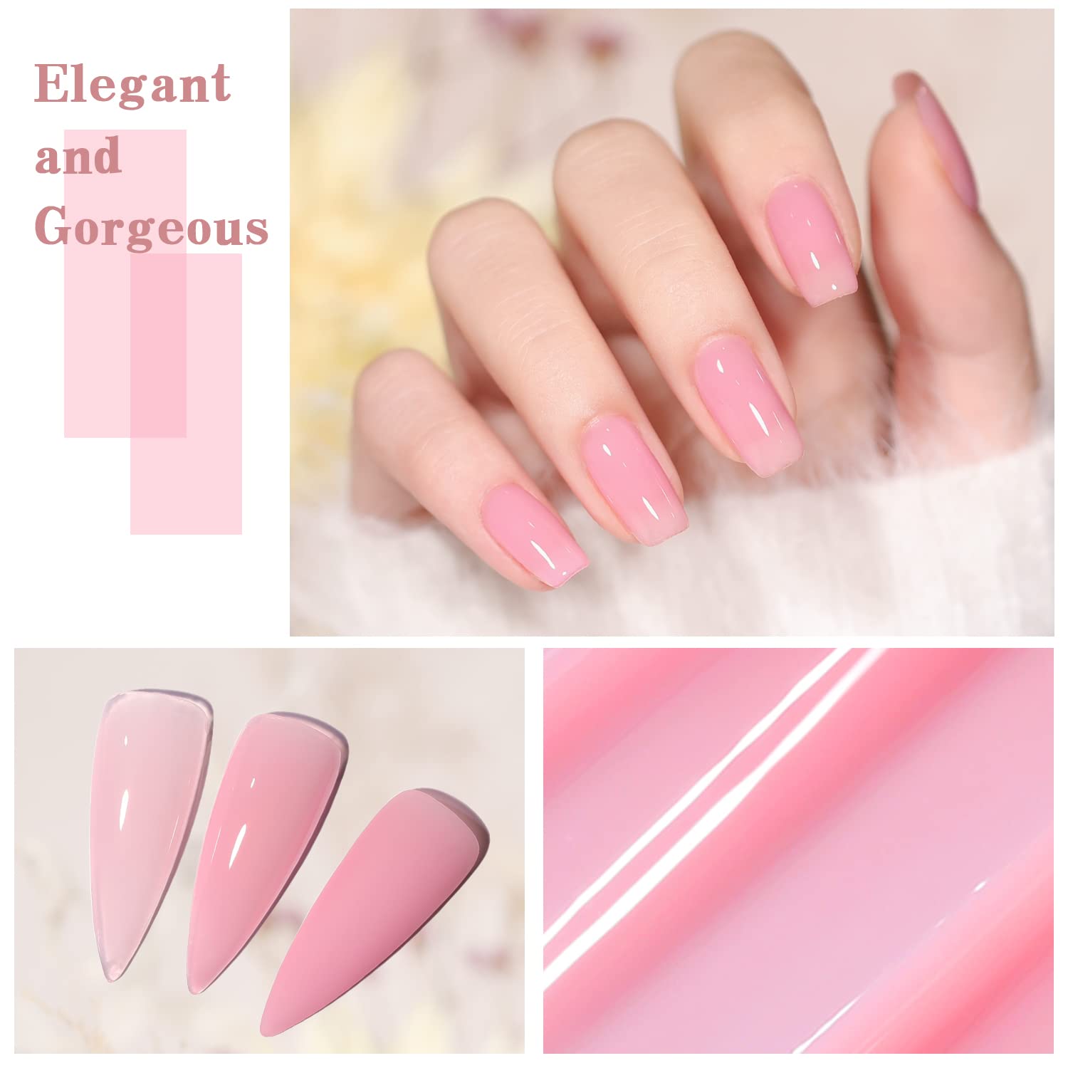 SHOYUM Jelly Pink Gel Nail Polish Set – 10 Nude Pink Colors for DIY Manicures
