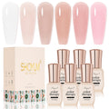 SHOYUM Nude Pink Jelly Gel Nail Polish Set – 6 Sheer Milky Colors