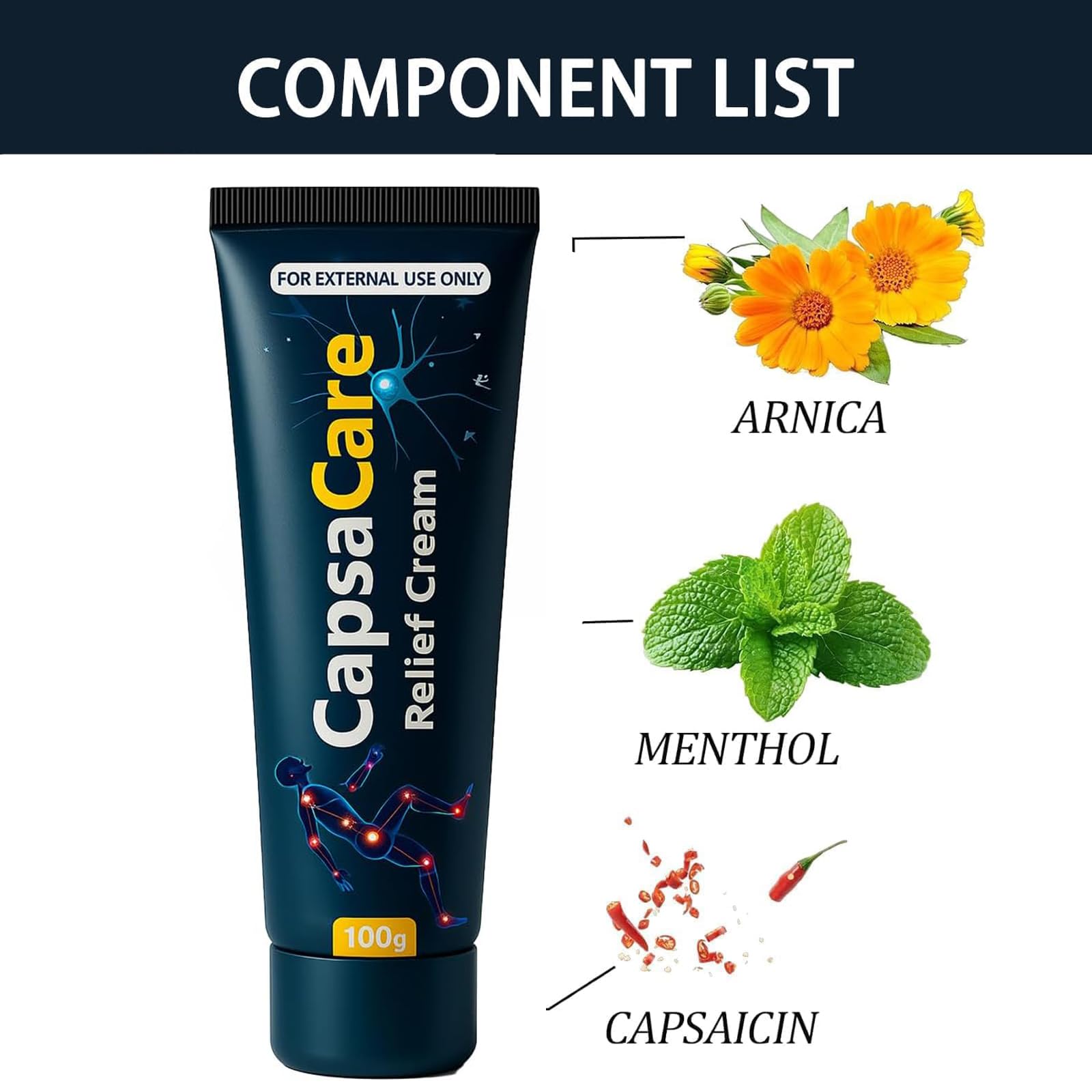 Shwfhi CapsaCare Neuropathy Relief Cream – Capsaicin, Arnica & Menthol for Feet, Hands, Joints, and Muscles