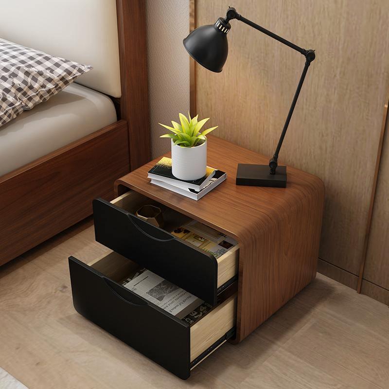 Signer Side Table, Bedside Table, Black / White, Walnut