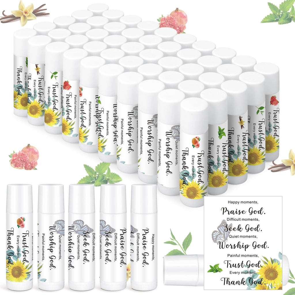 Siifert 50 Pcs Christian Lip Balm Bulk – Bible Verse Lip Balms for Women, Gifts & Church Events