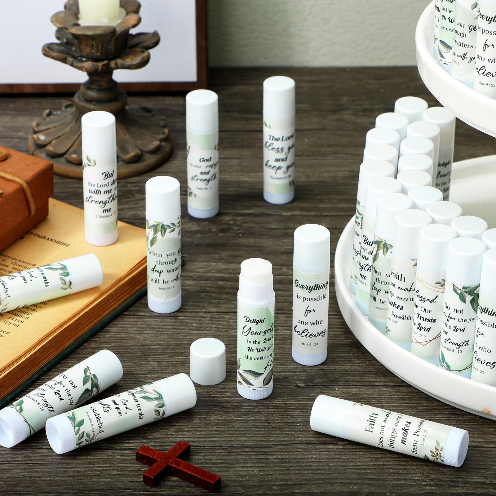 Siifert 50 Pcs Christian Lip Balm Bulk – Bible Verse Lip Balm Gift Set for Women and Men