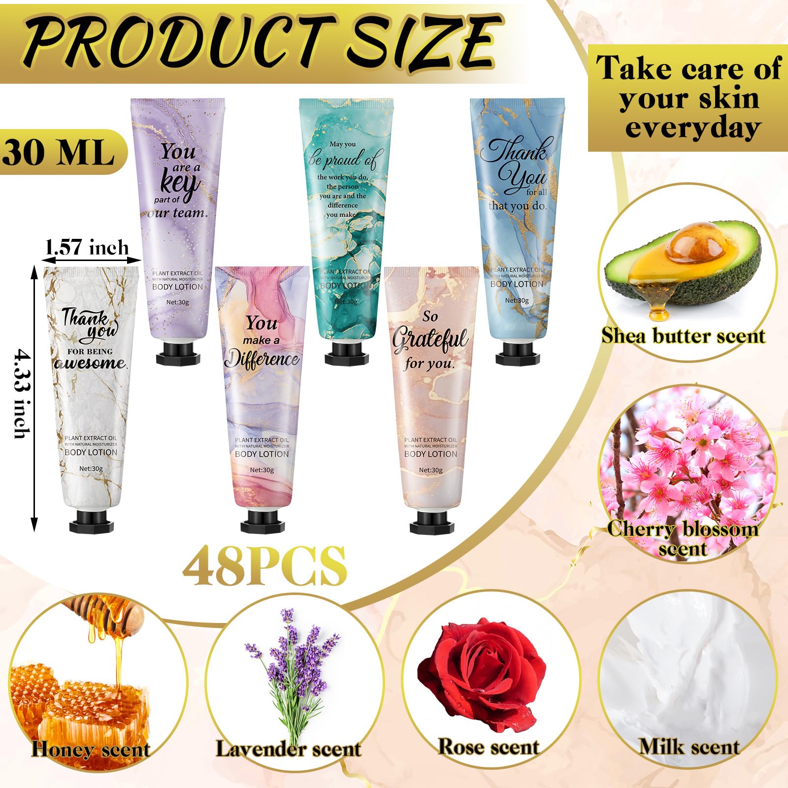Siifert 48pc Mini Body Lotion Gift Set – Travel-Size Hand Creams for Staff & Teachers