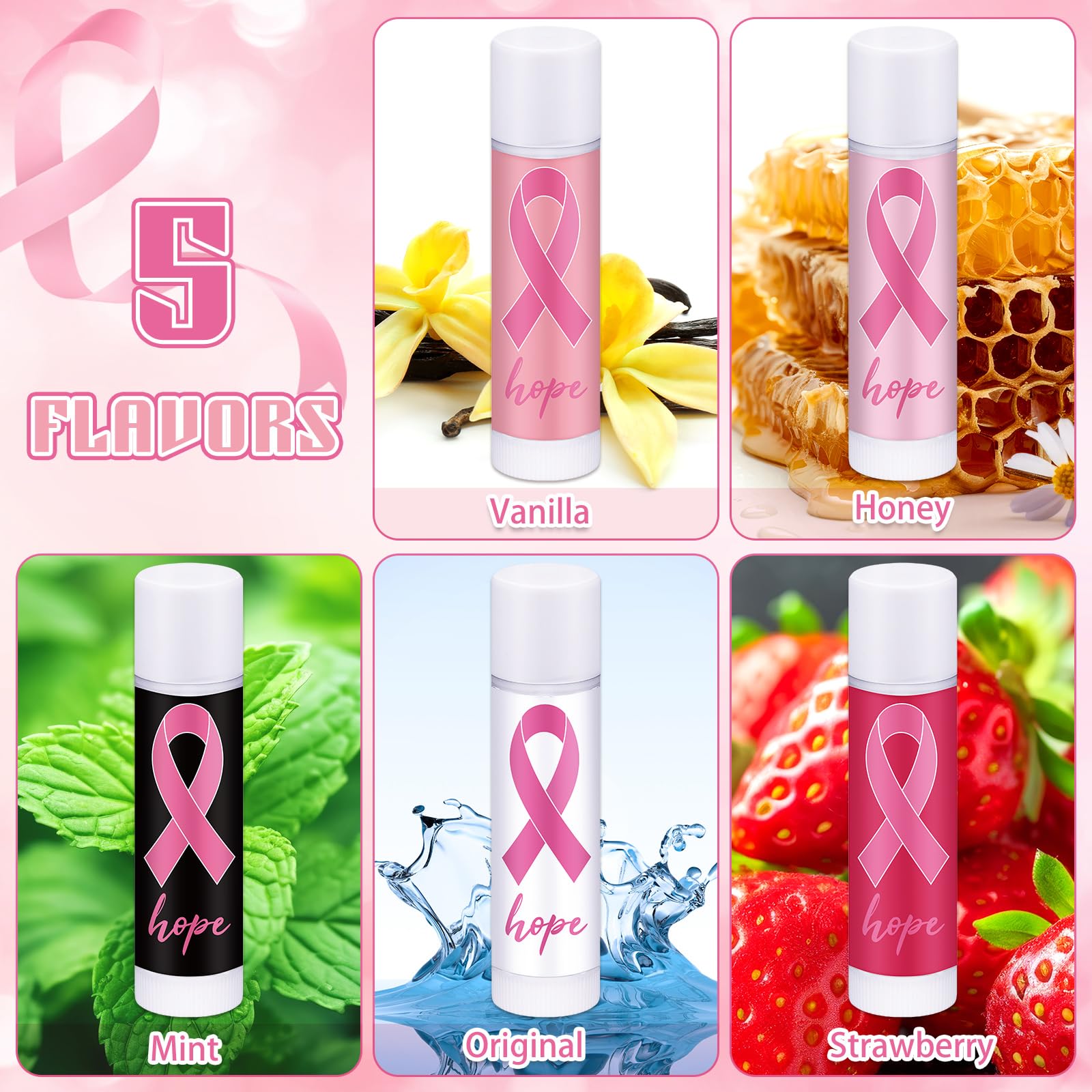 Siifert 200-Pack Breast Cancer Awareness Lip Balms – Pink Ribbon Bulk Gifts & Party Favors