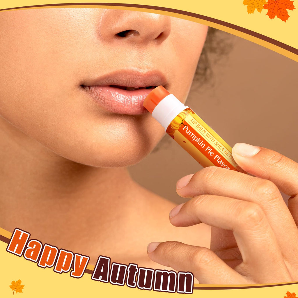 Siifert 50 Pcs Pumpkin Pie Scented Lip Balms Bulk – Fall Party Favors