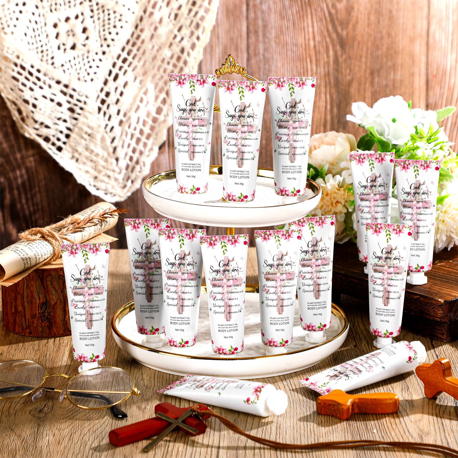 Siifert 48-Piece Christian Body Lotion Gift Set – Travel-Size 1 oz Bottles for Women
