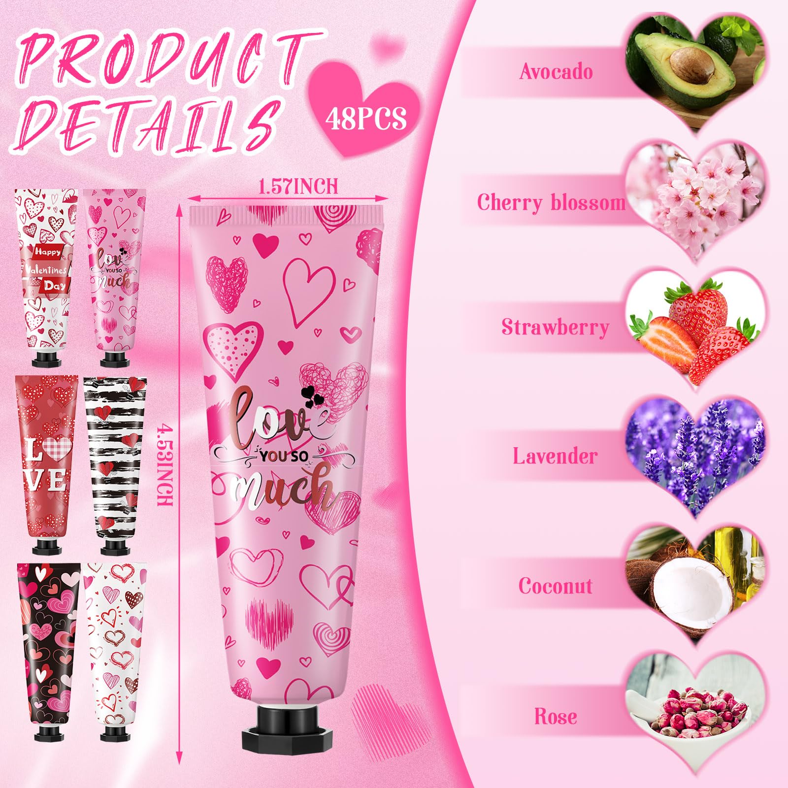 Siifert 48-Piece Valentine Hand Cream Bulk Gift Set – 30 ml Travel-Size Moisturizing Hand Lotion