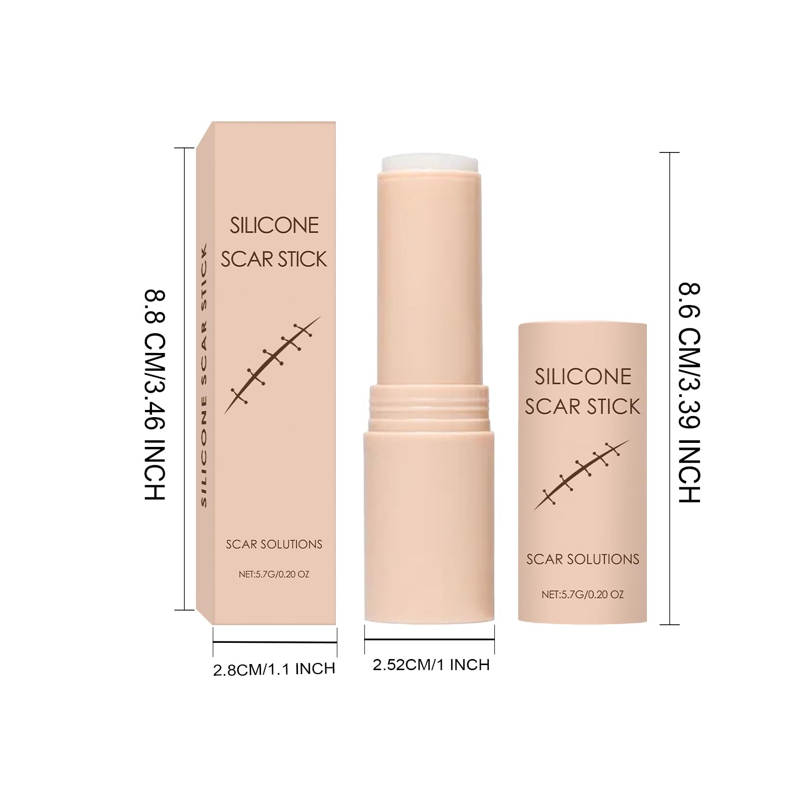 Silicone Scar Stick – 60% Silicone for Face & Body (2 Pack)