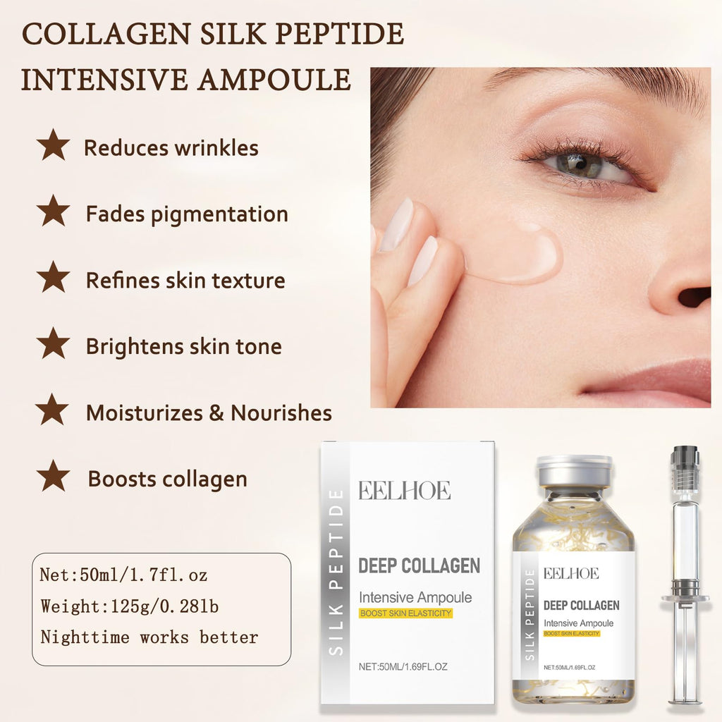 Silk Peptide Intensive Lifting Ampoule - Deep Collagen Silk Peptide Serum for Face Tightening | Korean Anti-Aging Serum 50ml