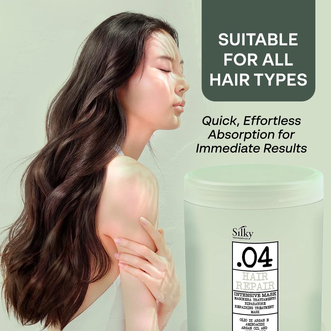 SILKY Technobasic .04 Intensive Hair Repair Mask — Deep Conditioning with Argan Oil, Amino Acids & Rice Protein | 33.8oz