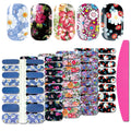 SILPECWEE 5 Sheets Flower Nail Strips – Self-Adhesive Full Nail Wraps with File