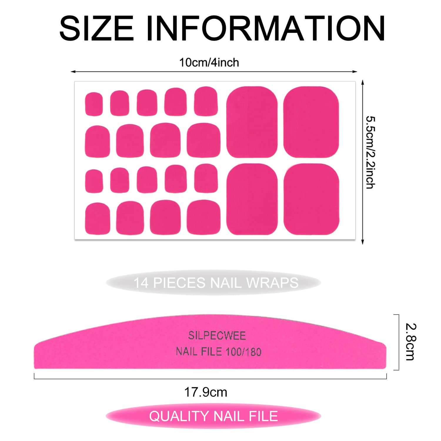 SILPECWEE Toe Nail Stickers – 20 Sheets, 11 Sizes, Self-Adhesive Gel Strips