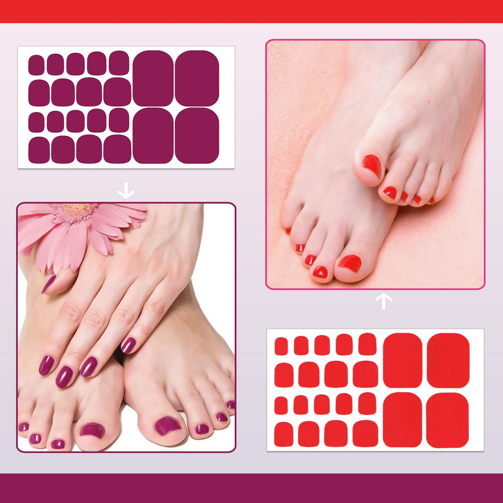 SILPECWEE Toe Nail Stickers – 20 Sheets, 11 Sizes, Self-Adhesive Gel Strips