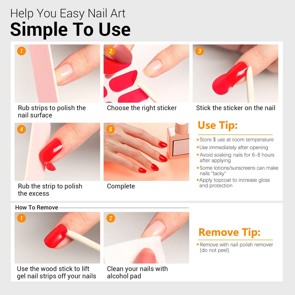 SILPECWEE Toe Nail Stickers – 20 Sheets, 11 Sizes, Self-Adhesive Gel Strips