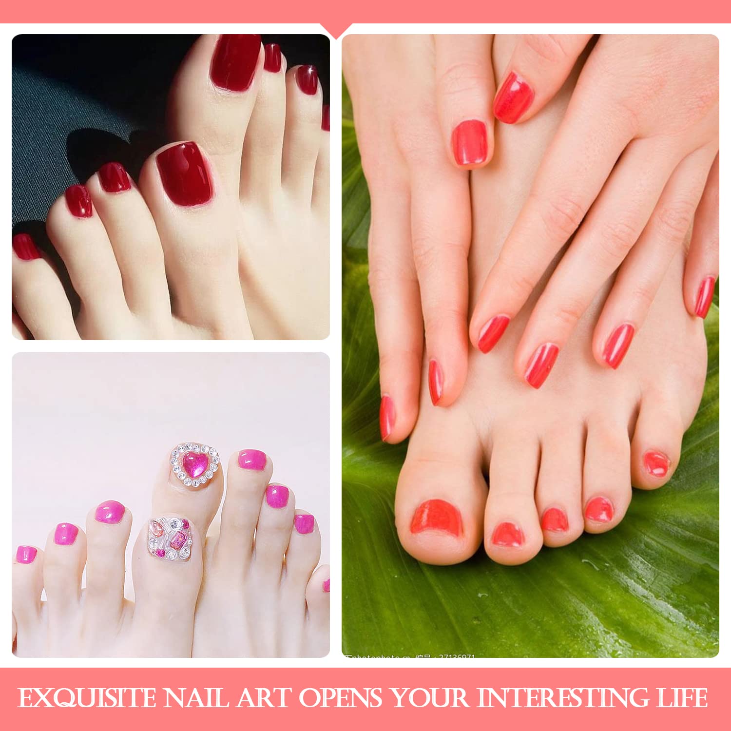 SILPECWEE Toe Nail Stickers – 20 Sheets, 11 Sizes, Self-Adhesive Gel Strips