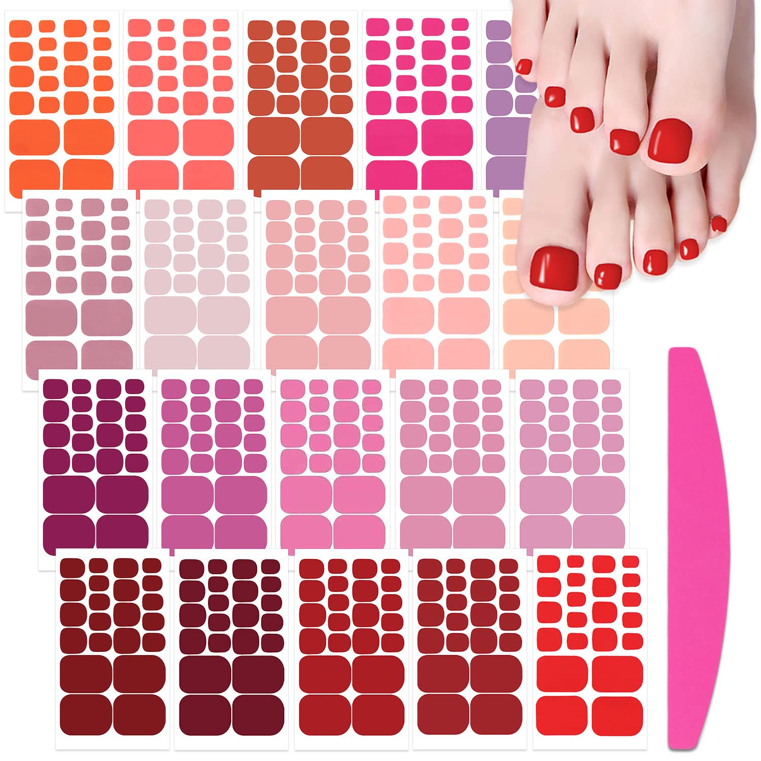 SILPECWEE Toe Nail Stickers – 20 Sheets, 11 Sizes, Self-Adhesive Gel Strips