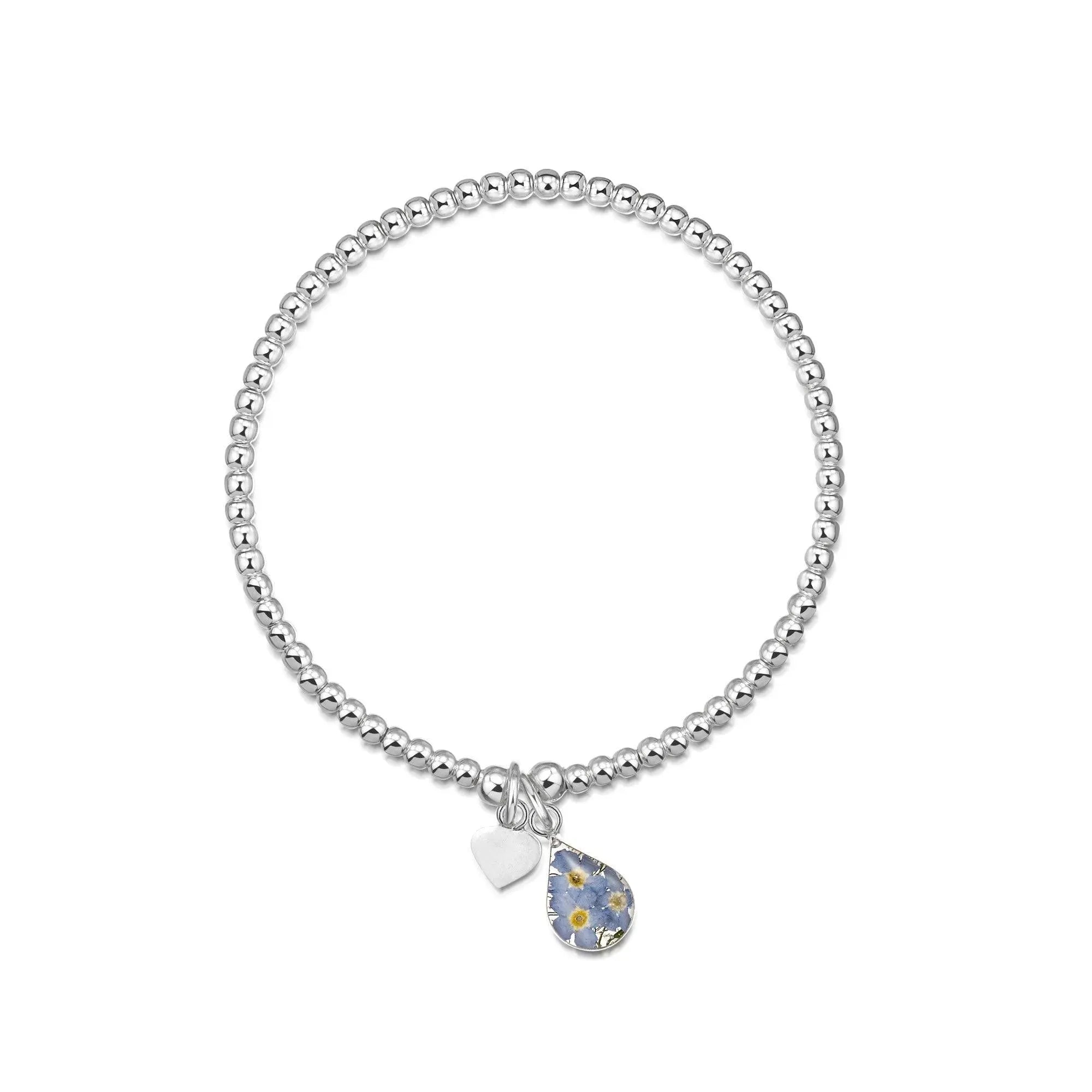 Forget-Me-Not Stretch Silver Beaded Bracelet