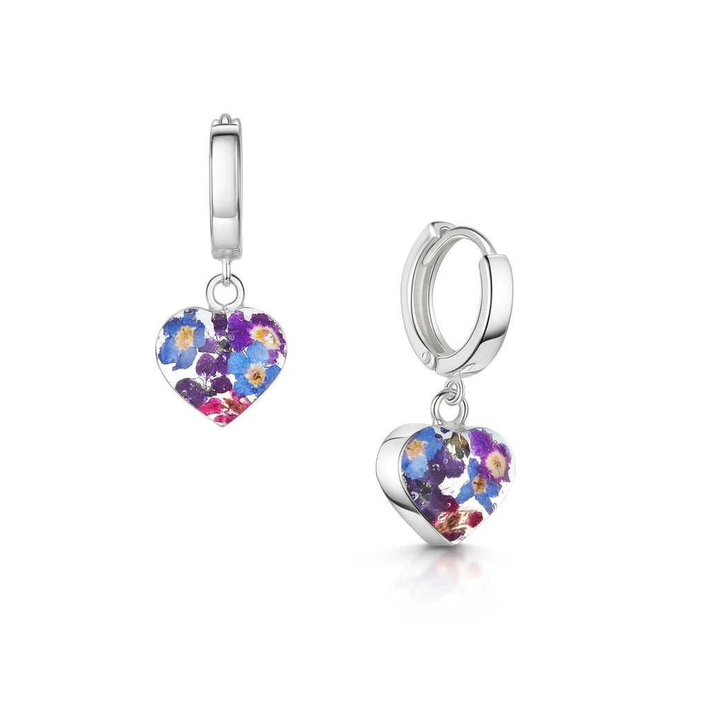 Purple Flower Huggie Earrings