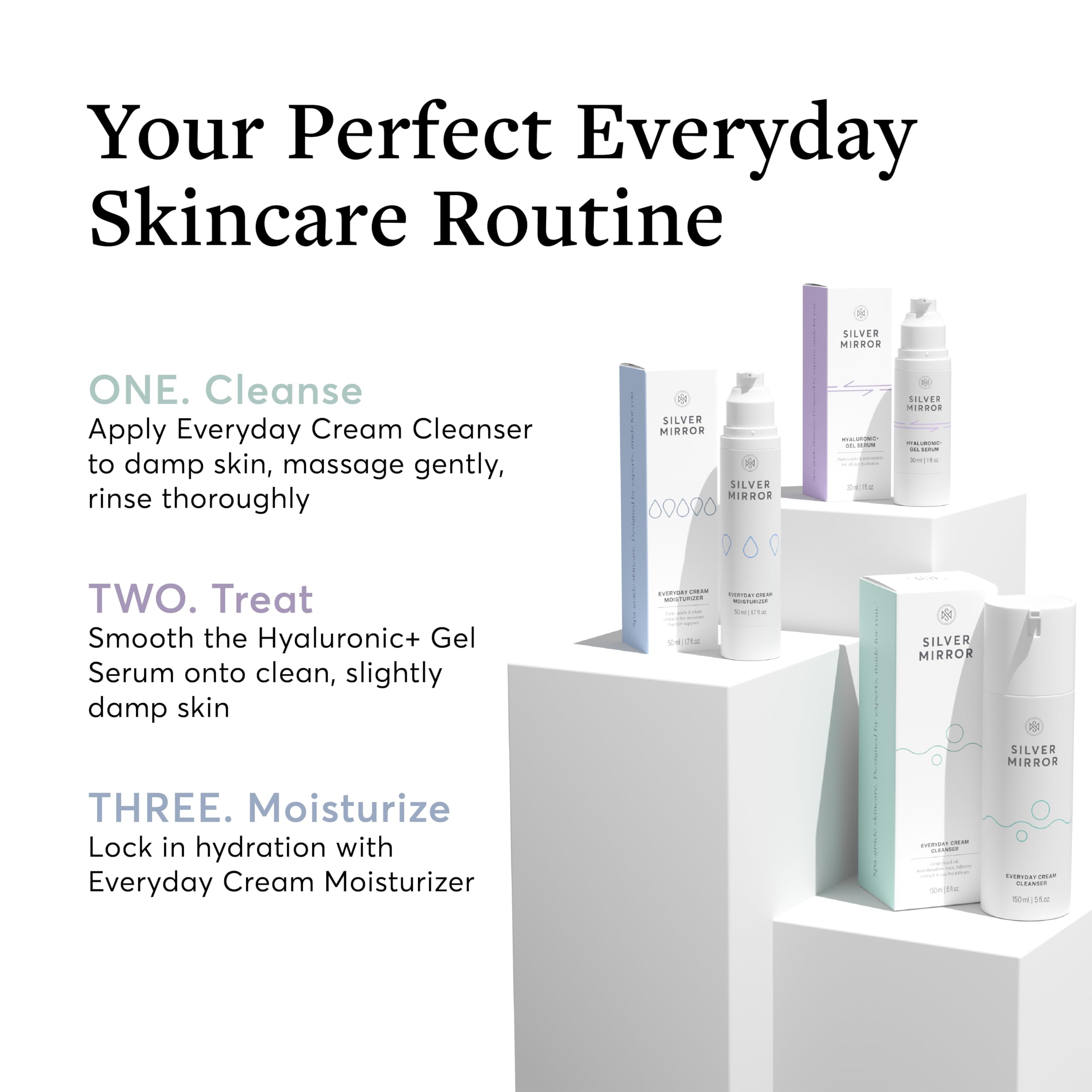 Silver Mirror Everyday Cream Cleanser (5 Fl Oz) – Gentle Hydrating Facial Cleanser for All Skin Types