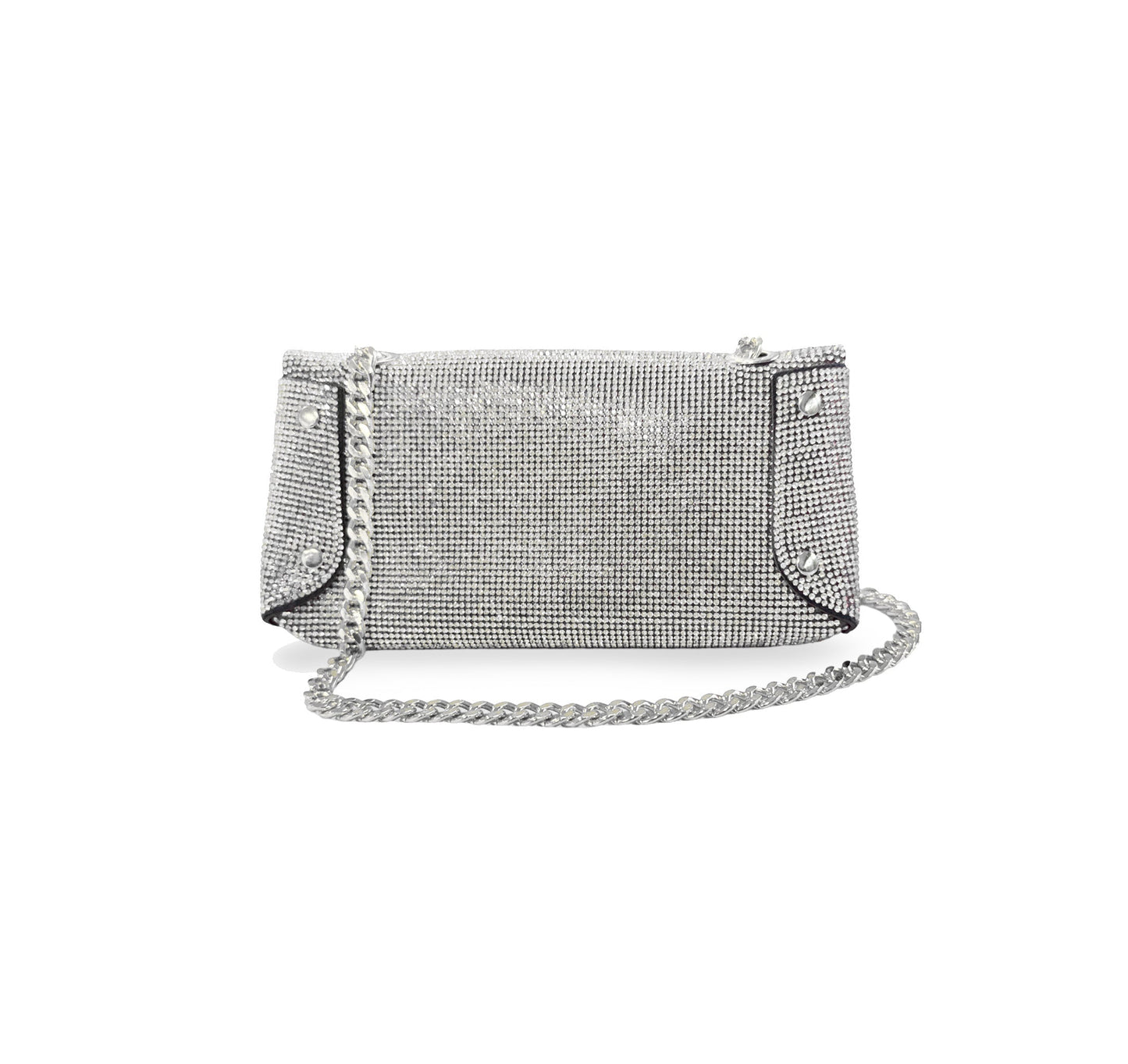 Caprilite Small Crossbody Bag Sparkly Crystal Clutch Fold Handbag Silver